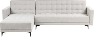 Beliani Sof&aacute; Cama Modular En Forma De L Tapizado En Tela Con Capiton&eacute; Gris Claro Derecho Aberdeen