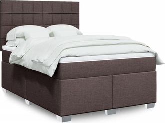 vidaXL Vidaxl - Cama Box Spring Con Colch&oacute;n Tela Marr&oacute;n Oscuro 160x200 Cm