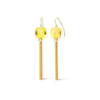 Gold & Honey Womens Tassel Bead Drop Earrings In Yellow Marble