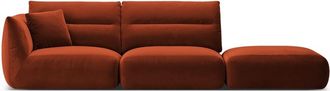 CXL by Christian Lacroix 4-Sitzer Designer Sofa Maurie mit Ottomane - Samtbezug Auburn
