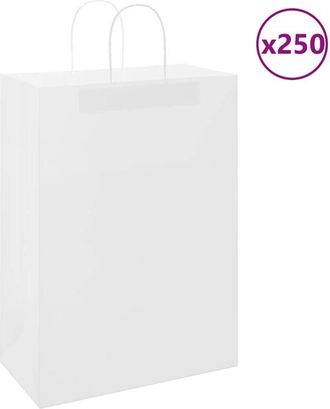 vidaXL Bolsas De Papel Con Asas 250 Uds Blanca 32x17x44 Cm Vidaxl