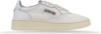Autry Sneakers, female, White, 4 UK, Leather Fabric Trainers with Scaly Toe