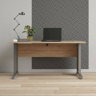 Dmora Dmora - Scrivania Ascorbato, Scrittoio multiuso, Tavolo per ufficio porta PC, Piano di lavoro, 150x80 h75 cm, Grigio e Quercia