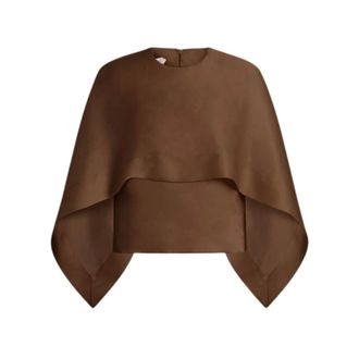 Alberta Ferretti Cape-effect Top - female - Alberta Ferretti - Ponchos - Brown - S - Jackets