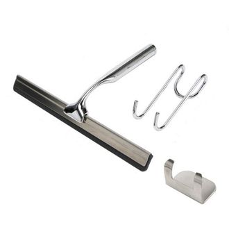 Trade Shop Trade Shop - Set Tergivetro Per Doccia Con Gancio Muro Adesivo Doppio Appendino Porta Box Cromo 87834