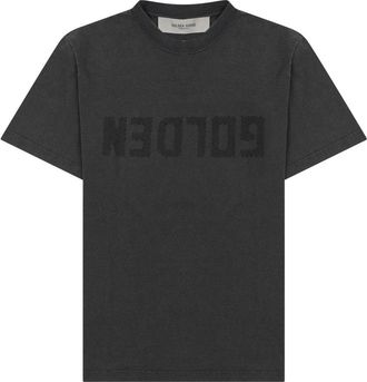 Golden Goose Distressed Logo Cotton Crew Neck T-Shirt