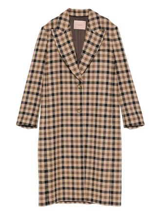 Twin-Set checked single-breasted coat - women - Fabric - 40 - Neutrals