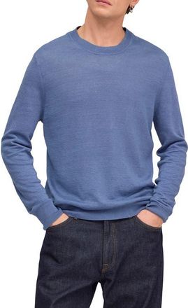 Nn.07 Ted Linen Crewneck Sweater in Stone Blue at Nordstrom, Size Xx-Large