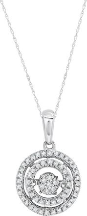 MAX + STONE 925 Sterling Silver Endless Dancing Diamond Double Halo Circle Pendant Necklace