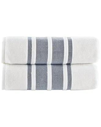 Brooks Brothers Contrast Border 2Pc Bath Towels