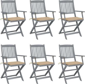 vidaXL Vidaxl - Sillas De Jard&iacute;n Plegables 6 Uds Cojines Madera Maciza Acacia