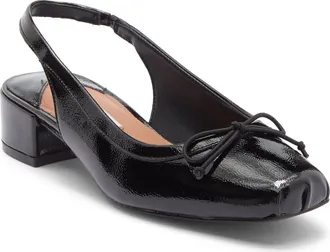 Steve Madden Loved Square Toe Patent Leather Slingback Pump in Black Crinkle Patent at Nordstrom Rack, Size 9.5