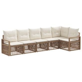 vidaXL Conjunto De Sof&aacute;s De Jard&iacute;n 6 Pcs Beige Rat&aacute;n Sint&eacute;tico Vidaxl