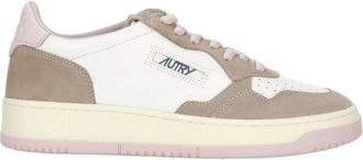 Autry White Medalist Low Suede-Blend Sneakers