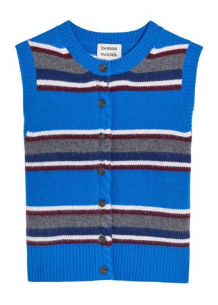 Damson Madder Sofie Striped Wool Vest - Blue - 16 (UK16 / XL)