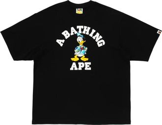 A Bathing Ape x Disney Donald Duck College Relaxed Fit T-Shirt Black 0ZXTEM931101Q-BLK