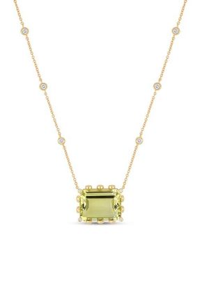 Bony Levy 18K Gold Iris Lemon Quartz & Diamond Pendant Necklace in 18K Yellow Gold at Nordstrom