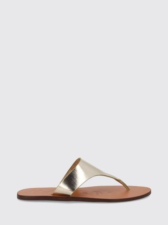 Maneb&igrave; Laminated Leather Low-Heeled Thong Sandals