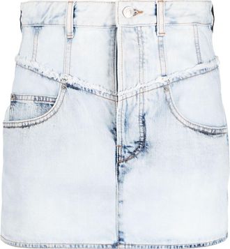 Isabel Marant Narjis frayed denim miniskirt - women - Cotton/Cotton/Polyester - 36 - Blue