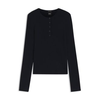 BOSS Merino wool sweater with Henley neckline