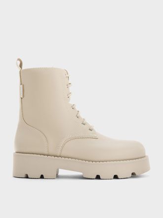 Charles & Keith Ridged-Sole Lace-Up Combat Boots