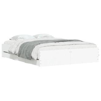 Berkfield Home Modern Bed Frame with Drawers without Mattress White 150x200 cm K | Size: King