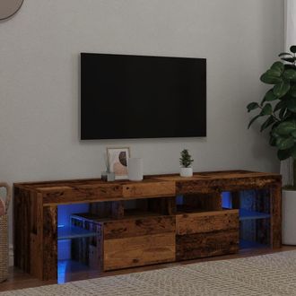 Berkfield Home TV Cabinet with LED Lights Old Wood 140x36.5x40 cm Engineered Wood in Brown