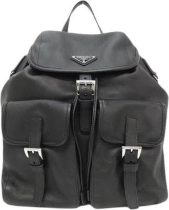 Prada Pre-owned Nappa Calf Backpack - Dames - Vintage Rugzakken - Zwart - ONE Size - Leer - Vintage