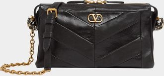 Valentino Garavani Small Chevron Patchwork Leather Shoulder Bag