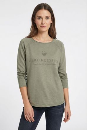 Lieblingsst&uuml;ck Sweatshirt LIEBLINGSST&Uuml;CK CathrinaEP, Damen, Gr. 4XL (48), gr&uuml;n (khaki), Sweatware, Obermaterial: 100% Baumwolle, bedruckt, clean, unifarben, regular 