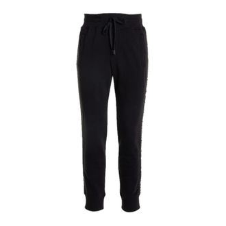 Versace Jeans Couture Sweatpants, male, Black, XS, Logo Tape Fleece Garzata Training Trousers
