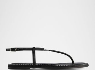 Bernardo Hercu Leather Ankle-Strap Flat Sandals