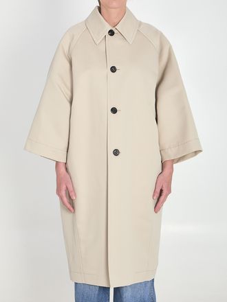 Bottega Veneta Womens Coccoon Coat - Nude Cotton - Size EU 40 (Womens)