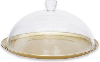Alice Pazkus 12In Gold Cake Plate With Glass Dome