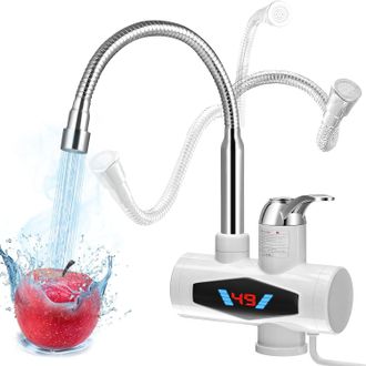 Elle Grifo El&eacute;ctrico Comeder Con Calentador De Agua, 3000 W, 30-60 &deg;, Calentador De Agua Instant&aacute;neo Con Pantalla Led, Rotaci&oacute;n De 360&deg;, Grifo De Agua Cali