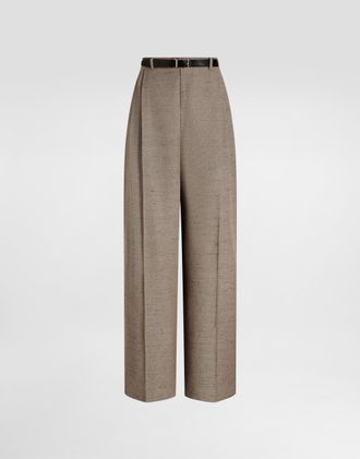 Dolce & Gabbana Tweed-effect Linen And Viscose Trousers - Woman Pants And Shorts Beige 36