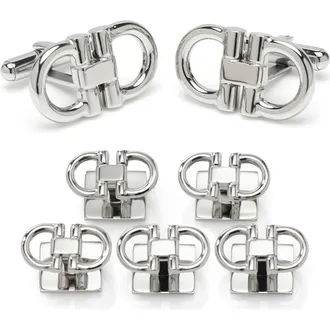 Cufflinks Inc. Horsebit Stainless Steel Cuff Links & Studs Set in Silver at Nordstrom