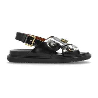 Marni Flat Sandals, female, Black, Size: 7 1/2 US Fussbett Sandal