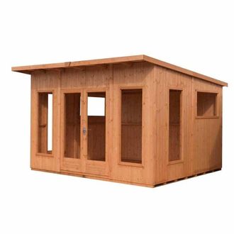 Shires Miami 12x10 ft Double Door & Two Opening Windows Summerhouse in Brown