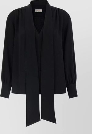 Alberto Biani v-neck lavalli&egrave;re long-sleeve blouse