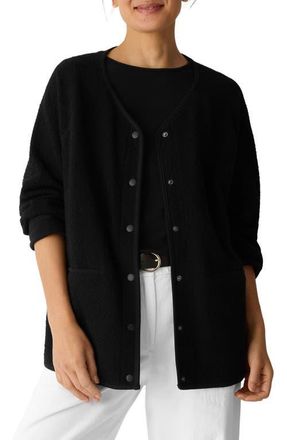 Eileen Fisher Boucl&eacute; Snap Front Jacket in Black at Nordstrom, Size Xx-Small