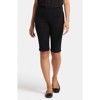 NYDJ Roll Cuff Pull-On Denim Bermuda Shorts in Overdye Black at Nordstrom, Size Xx-Large