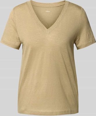 s.Oliver Red Label Regular Fit T-Shirt aus reinem Leinen in Sand, Größe 34