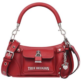True Religion Moto Shoulder Bag with Lock Pocket Charm - Convertible Shoulder & Crossbody Purse