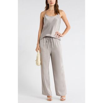 Leith Satin Drawstring Pants in Grey Paloma at Nordstrom Rack, Size X-Large