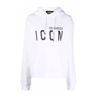 Dsquared2 Icon-print Katoenen Hoodie - Dames - Hoodies - Wit - S - Katoen - Hoodies & sweatvesten
