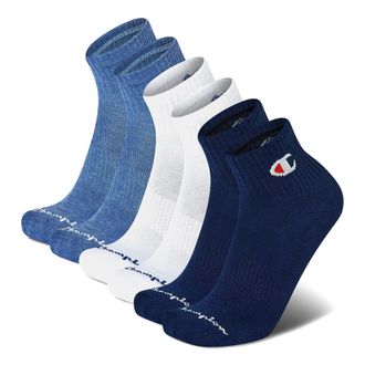 Champion Double Dry Moisture Wicking Champion Logo 6 or 12 Pack Ankle Socks, Blue Assorted, 4.5-12 UK