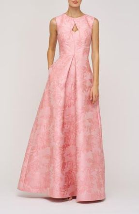 Kay Unger Elaine Floral Jacquard Metallic Sleeveless Gown in Misty Rose at Nordstrom Rack, Size 8