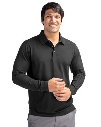 Cutter & Buck Advantage Tri-Blend Pique Mens Long Sleeve Polo