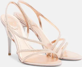 Rene Caovilla Erin embellished satin slingback sandals
